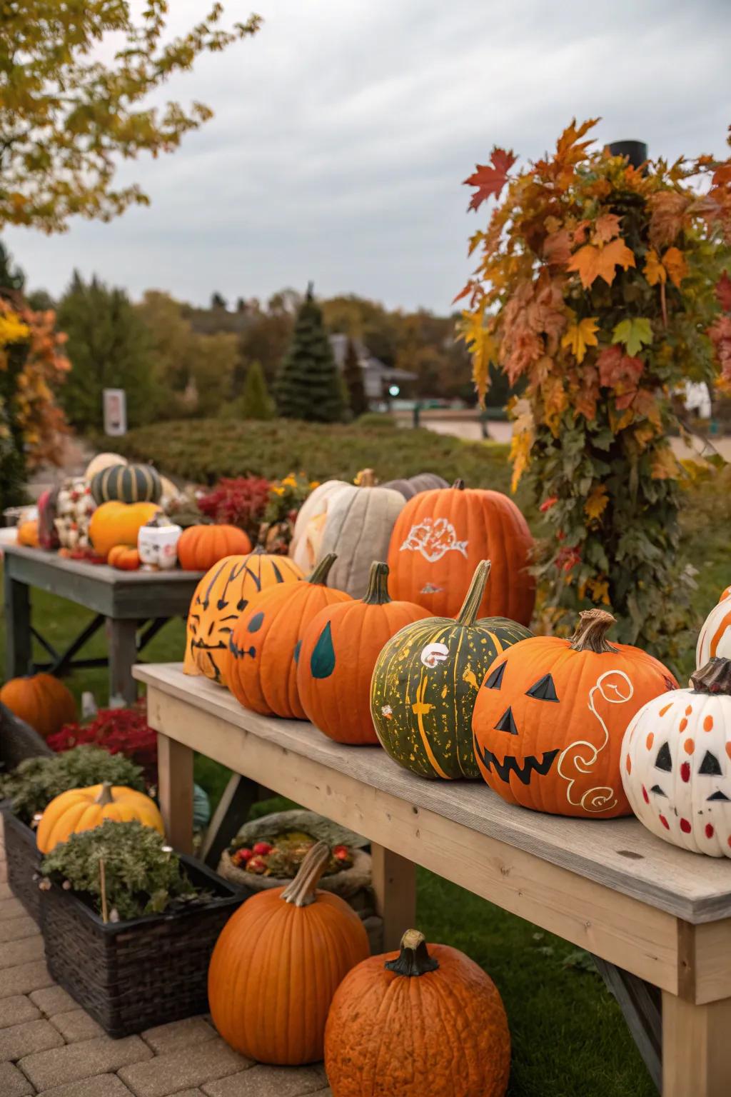 A decorated pumpkin array energizes innovation.