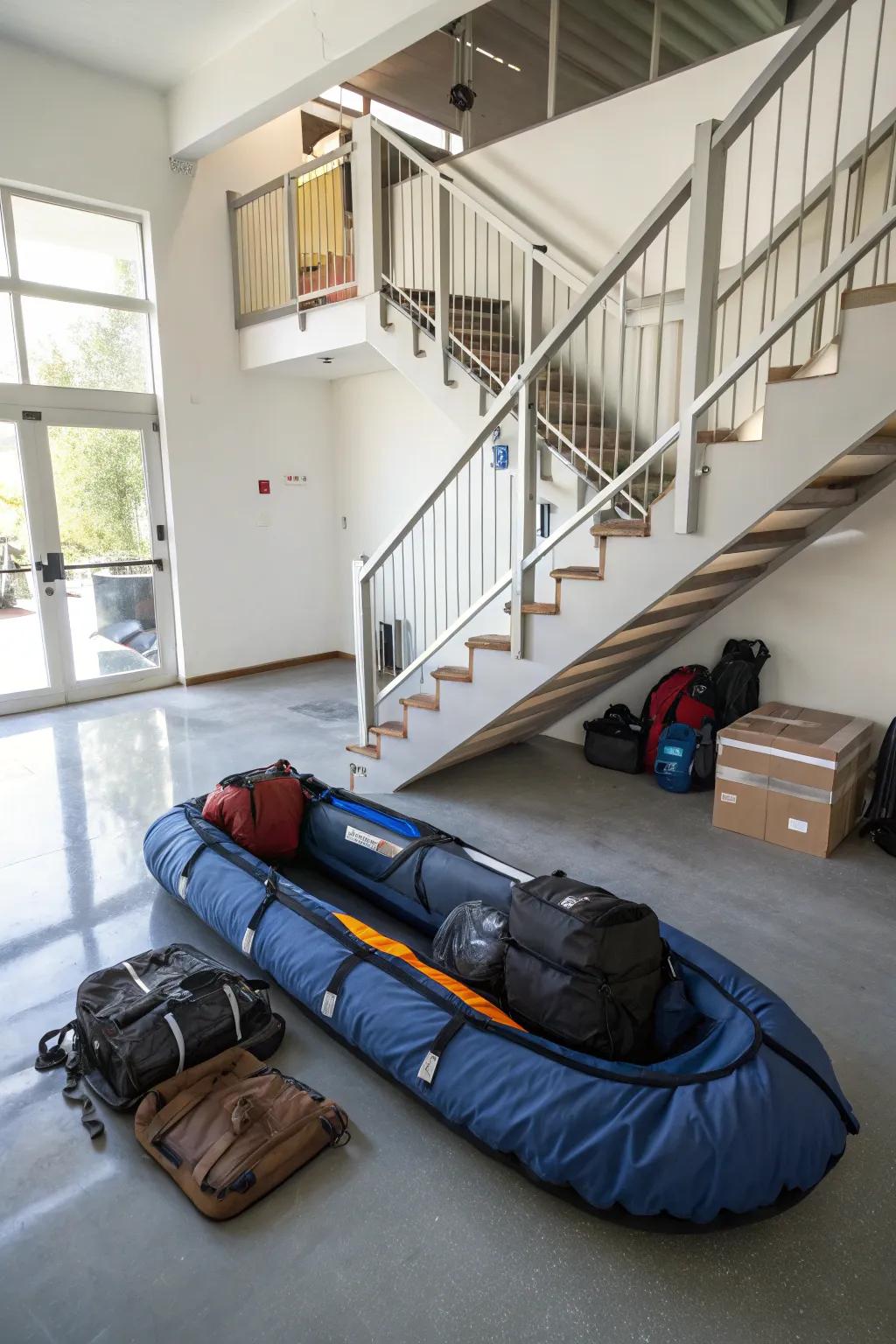 Under-stair stowage is subtle and effective.