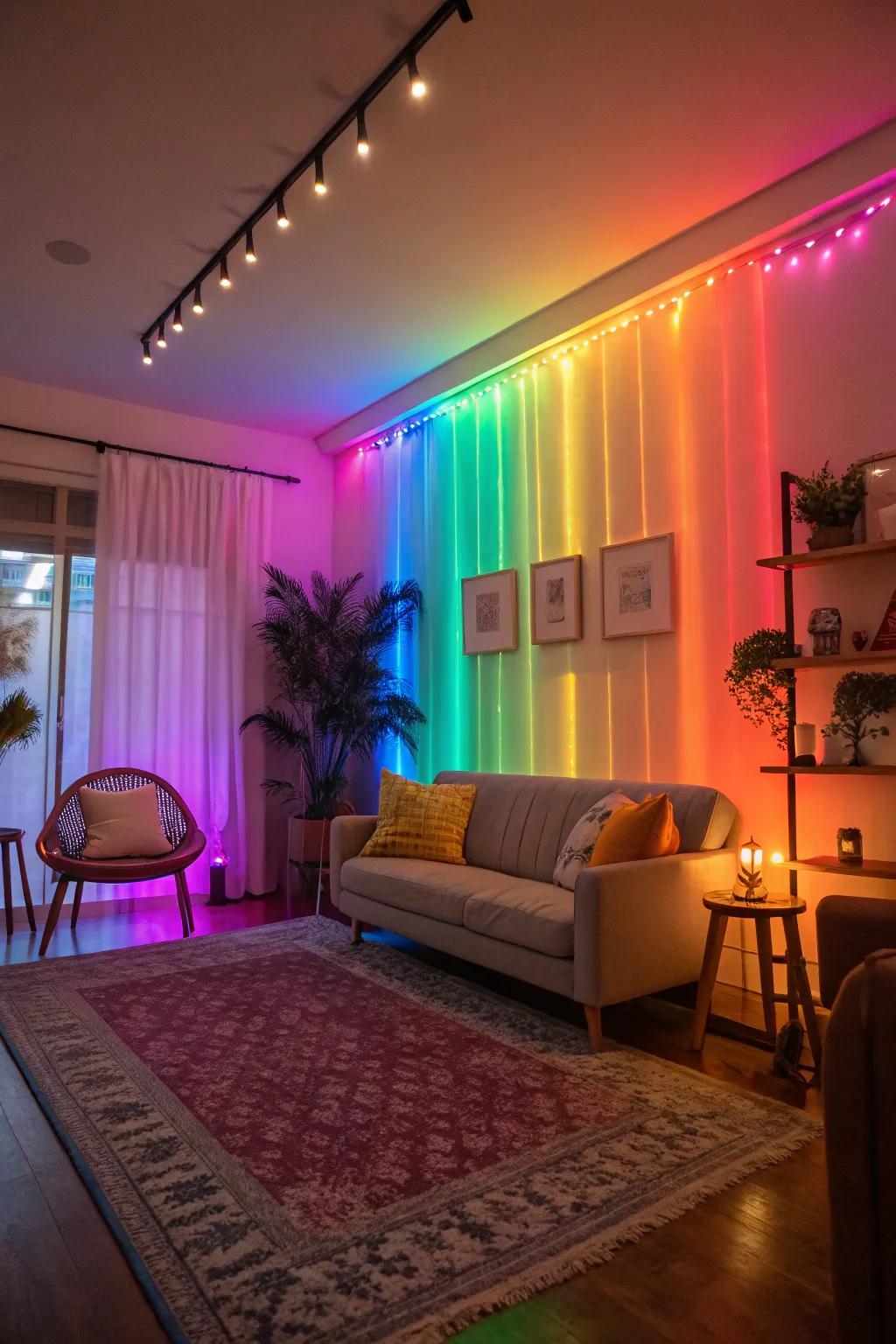 A magical space aglow with vibrant spectrum illuminations.