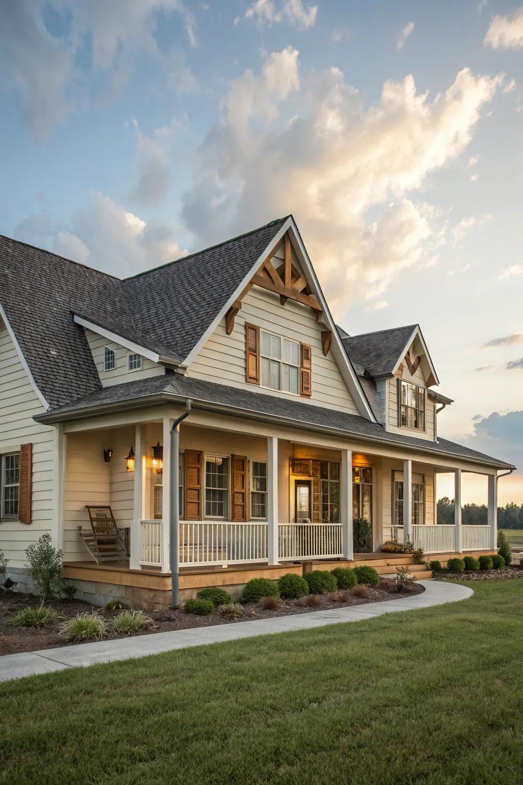 Gable detailing adds architectural interest and dynamics.