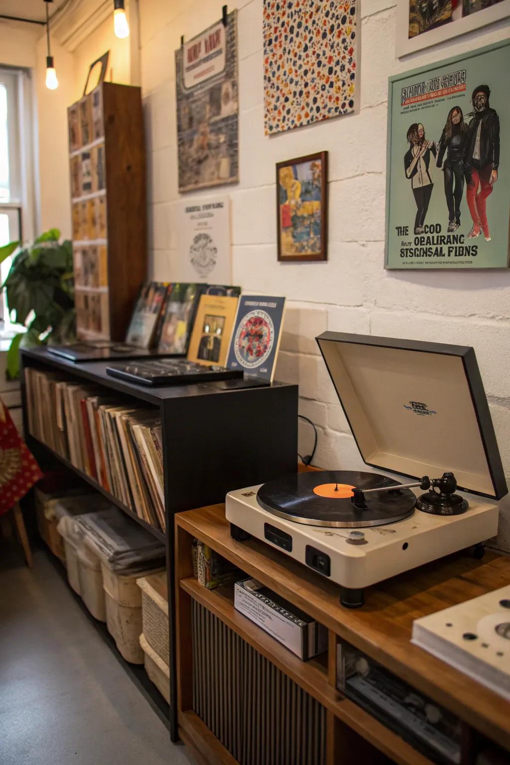 Old music store feel in a new home setting.