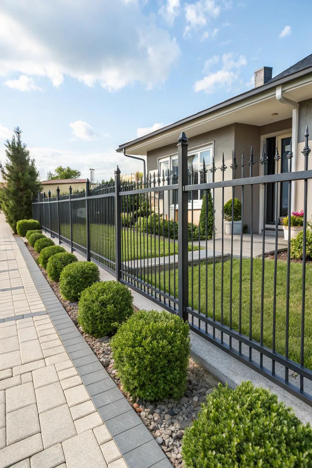 Aluminum fences with alternate spears offer a sleek, classic look.