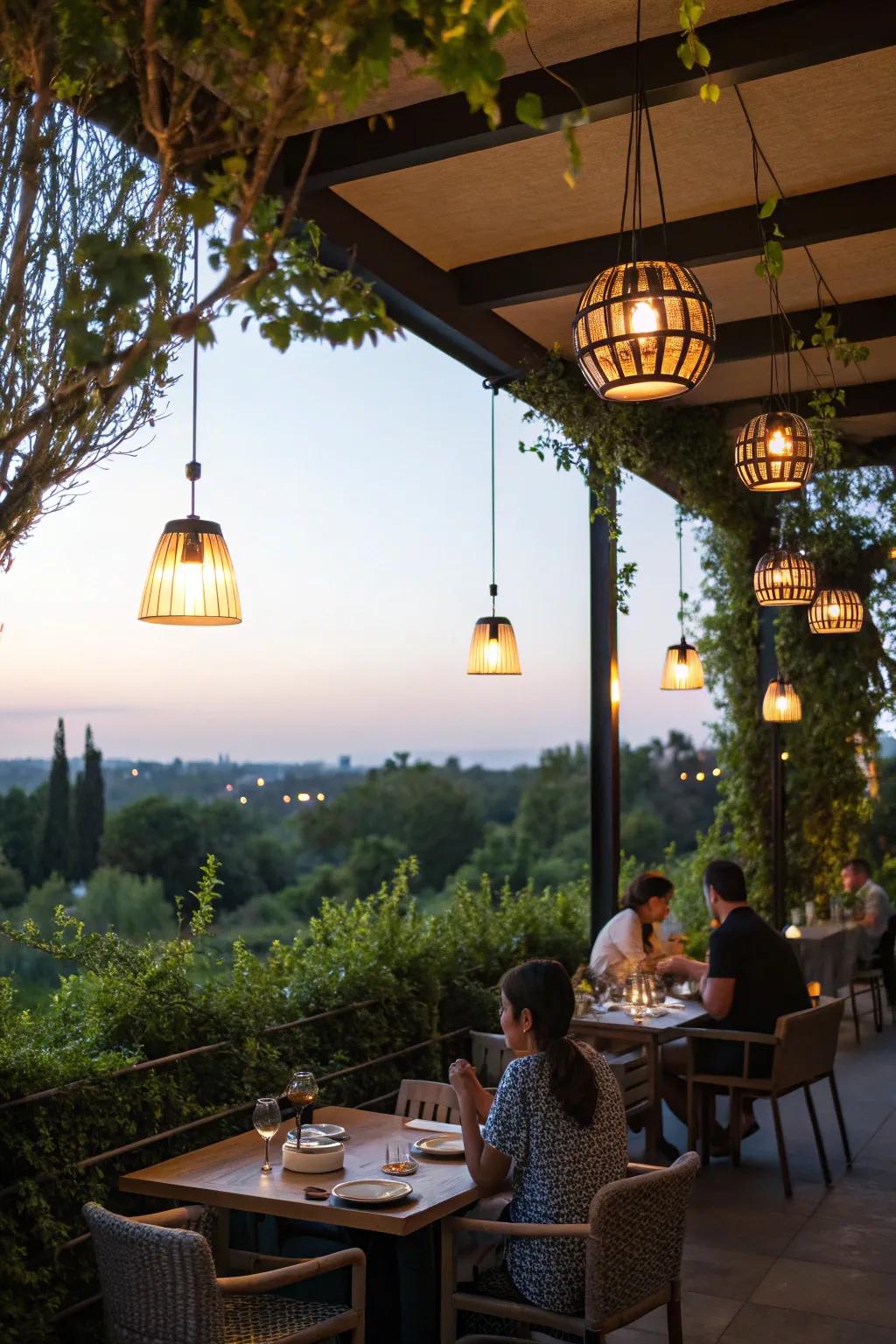 Pendant lights bring focused elegance to feasting areas.