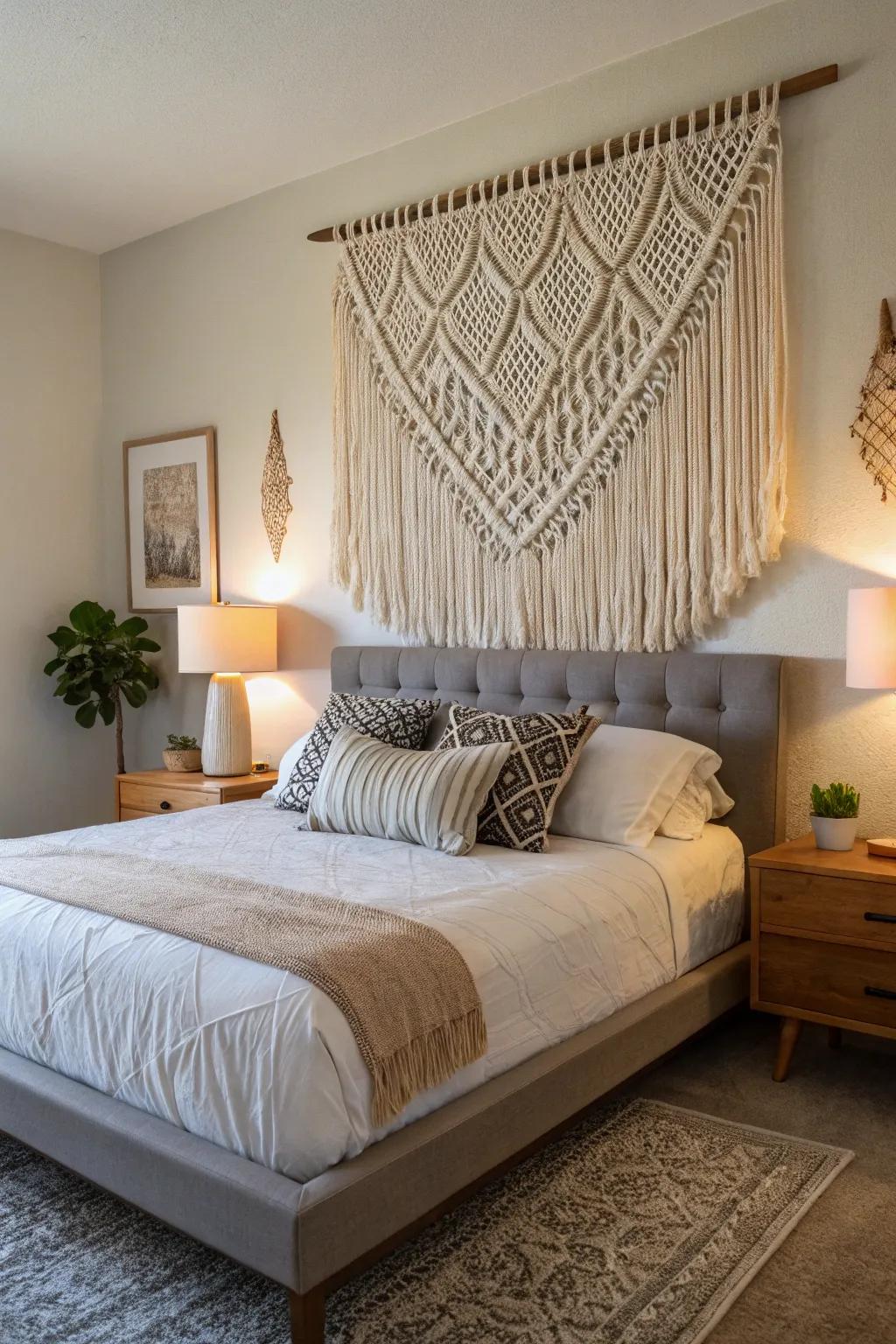 Fiber art adds texture and artisan charm.