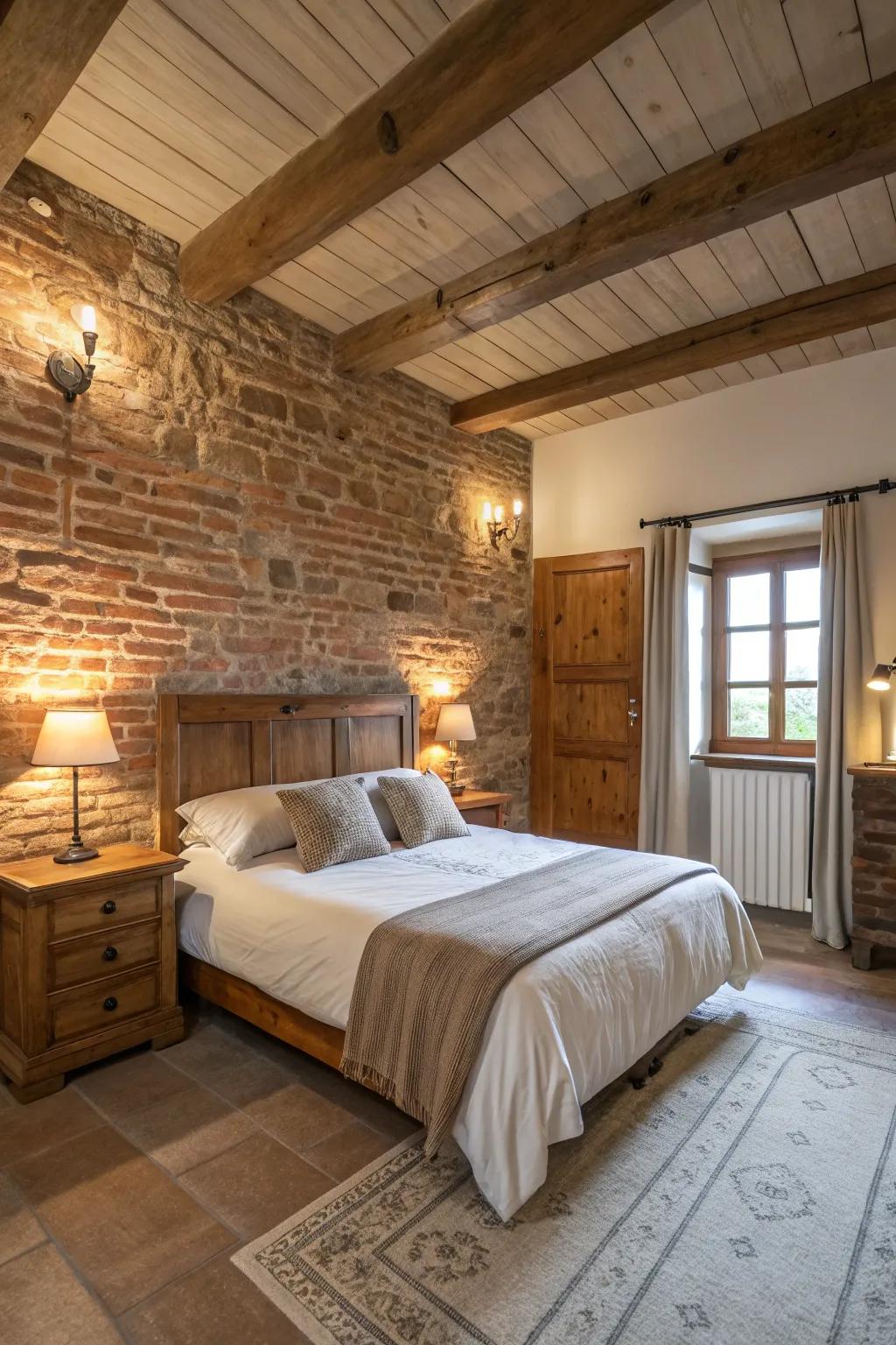 A brick wall adds countryside texture.