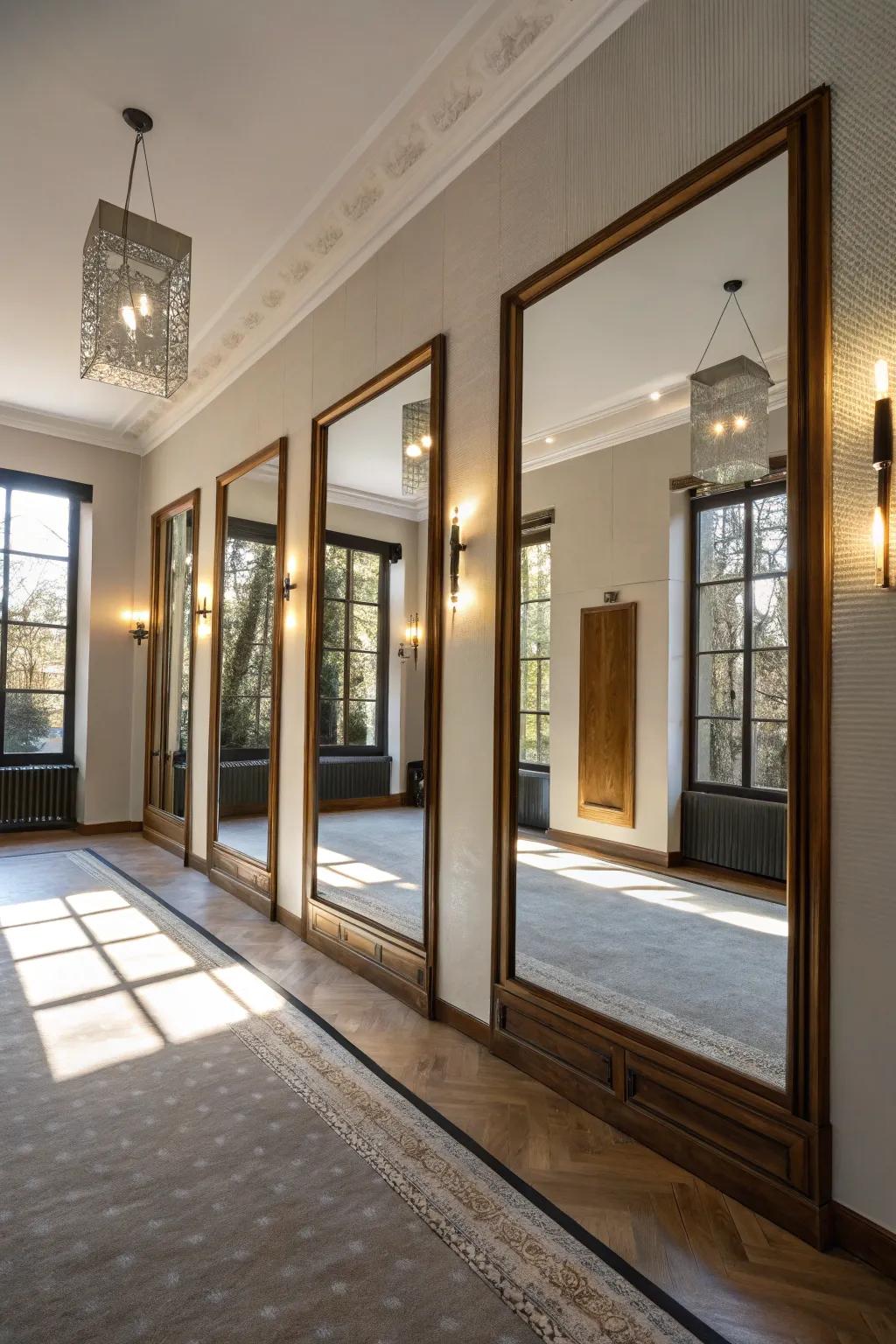 A room is improved by the presence of mirrors, which expand and lighten the space.
