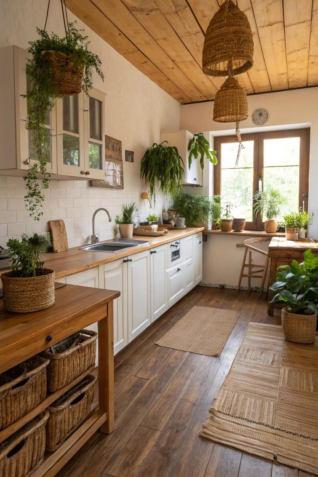 Bamboo flooring offers an earth-friendly country option.
