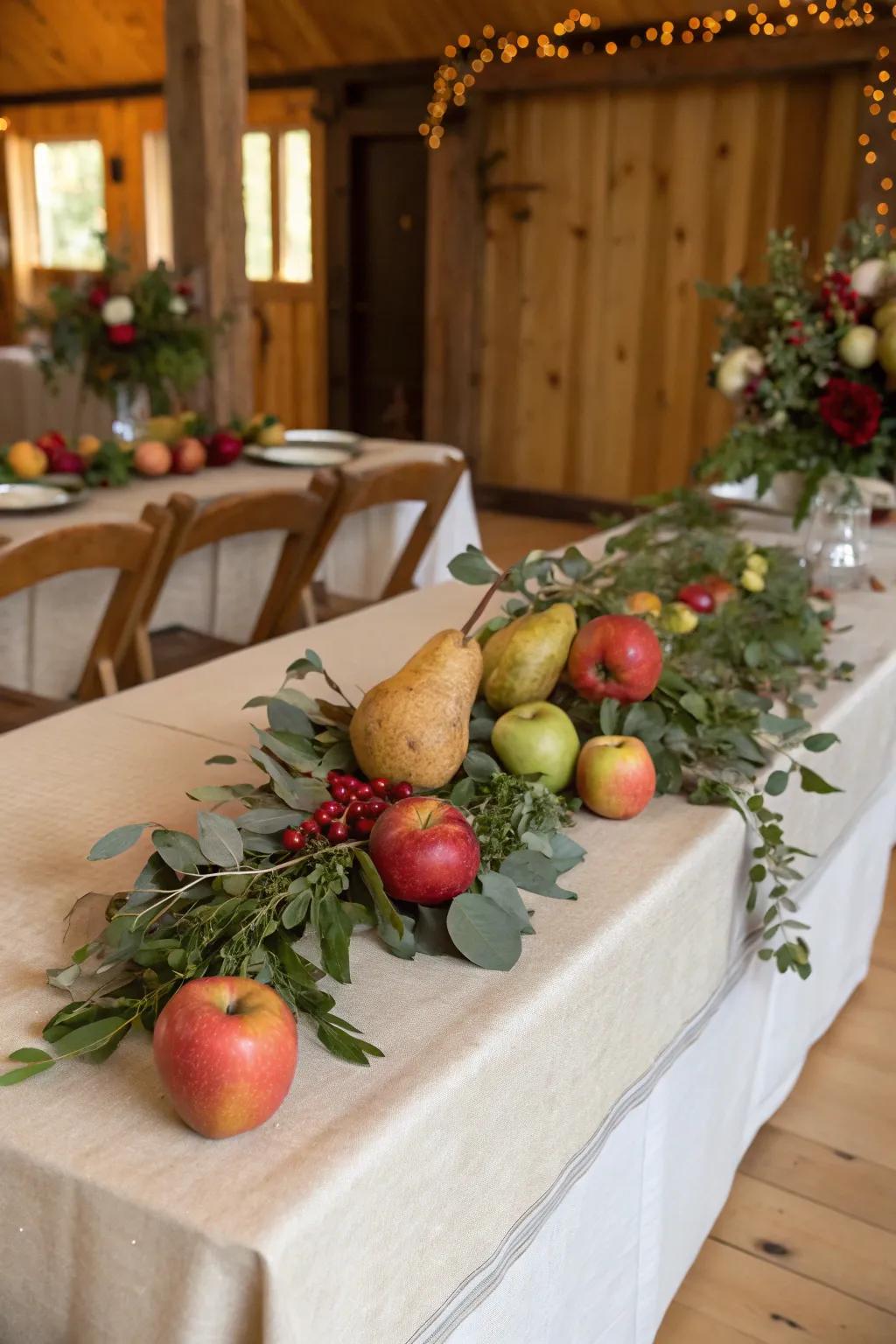 Seasonal fruits introducing a fresh and all-natural element to the table.
