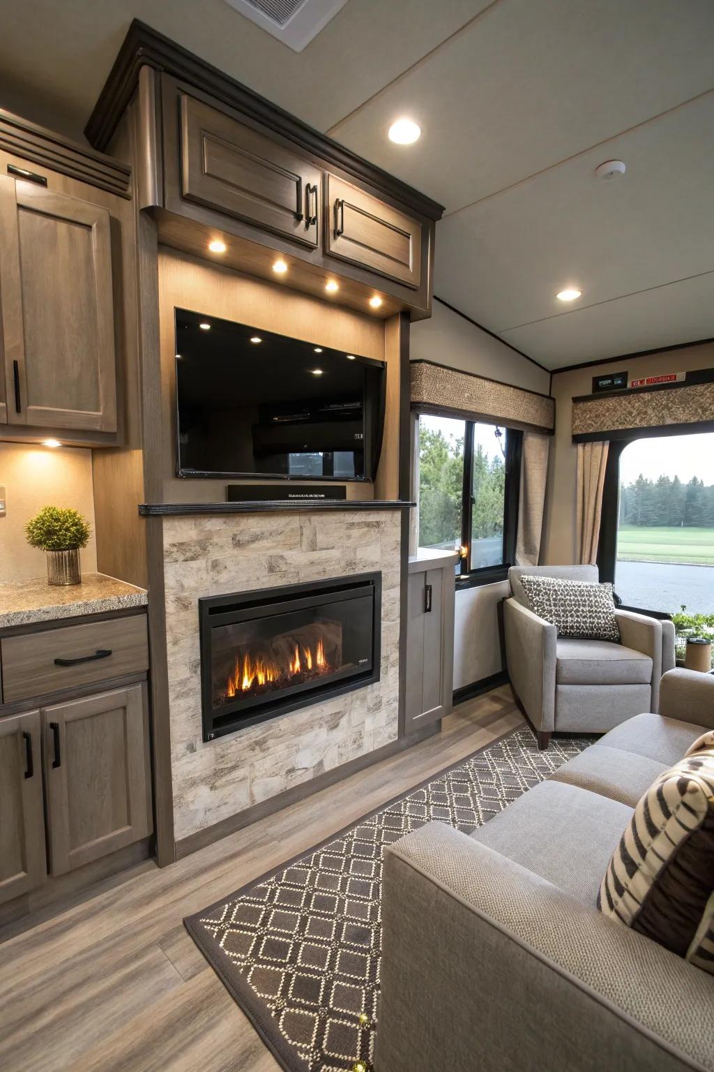 Multi-functional furniture maximizes RV space.
