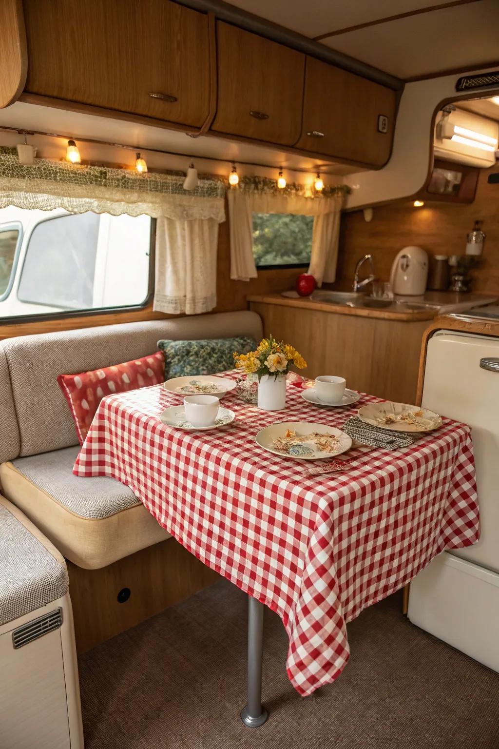 A vintage table brings nostalgia and charm to your RV.