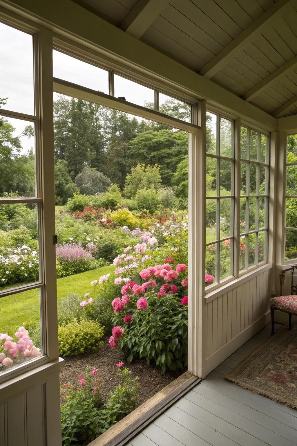 Garden views improve the peace of your bunkhouse.
