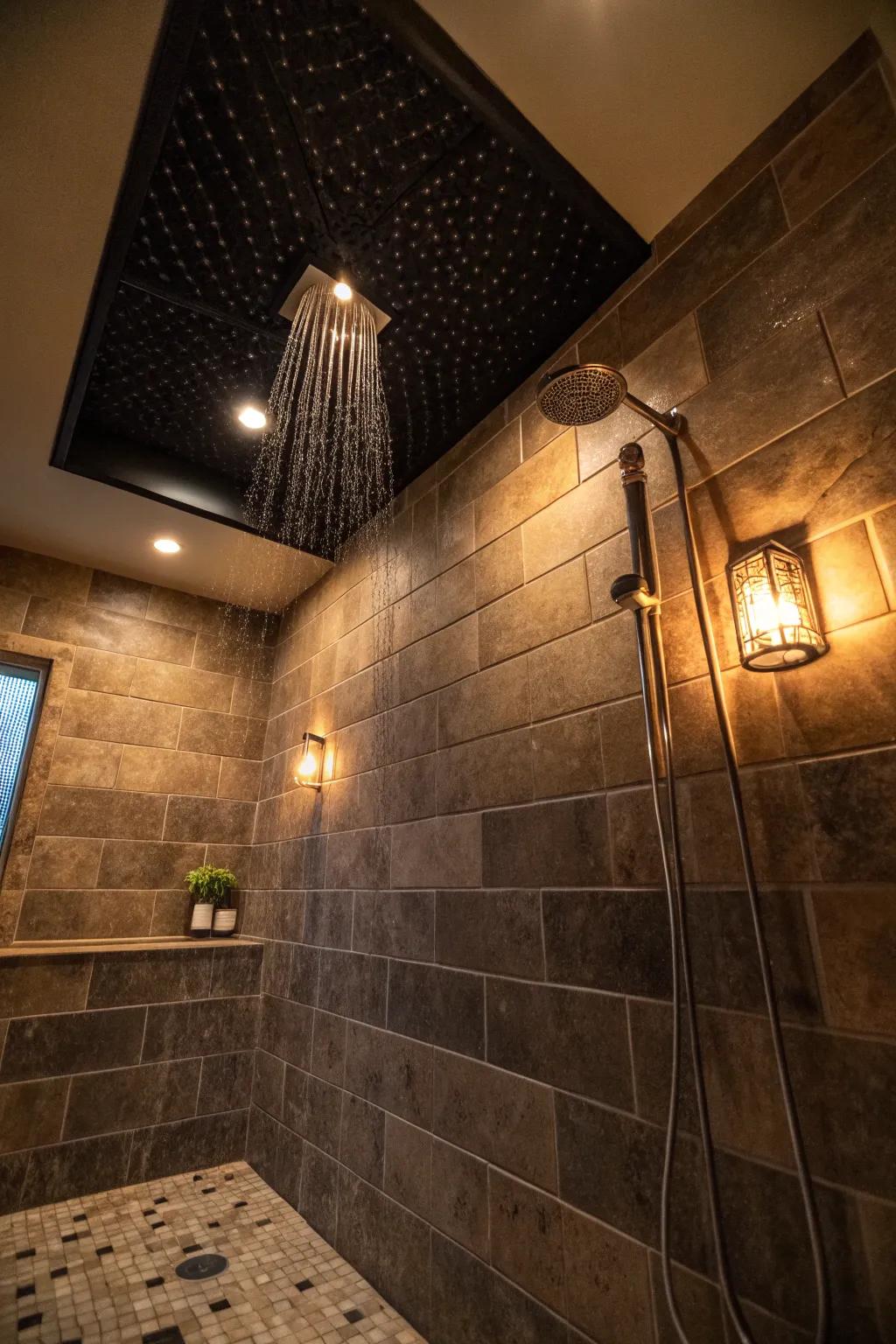 Deep tone ceilings create a dramatic, cozy atmosphere.