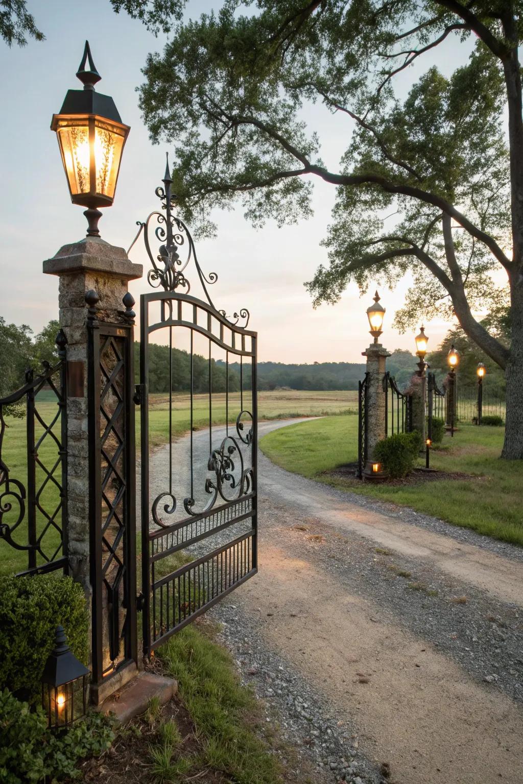 Wrought metal brings ageless grace to driveways.