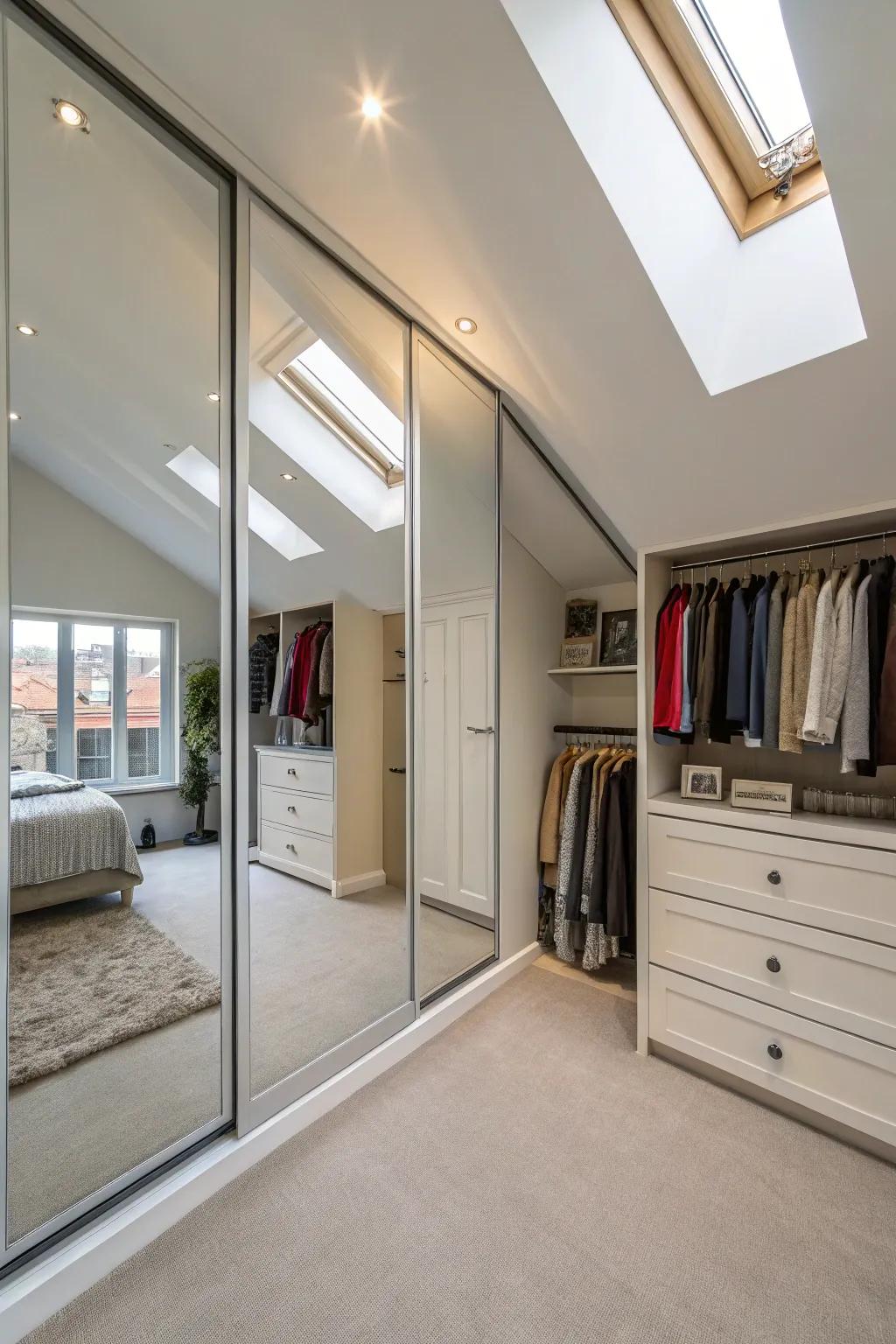 Mirrors brighten and make your closet seem larger.