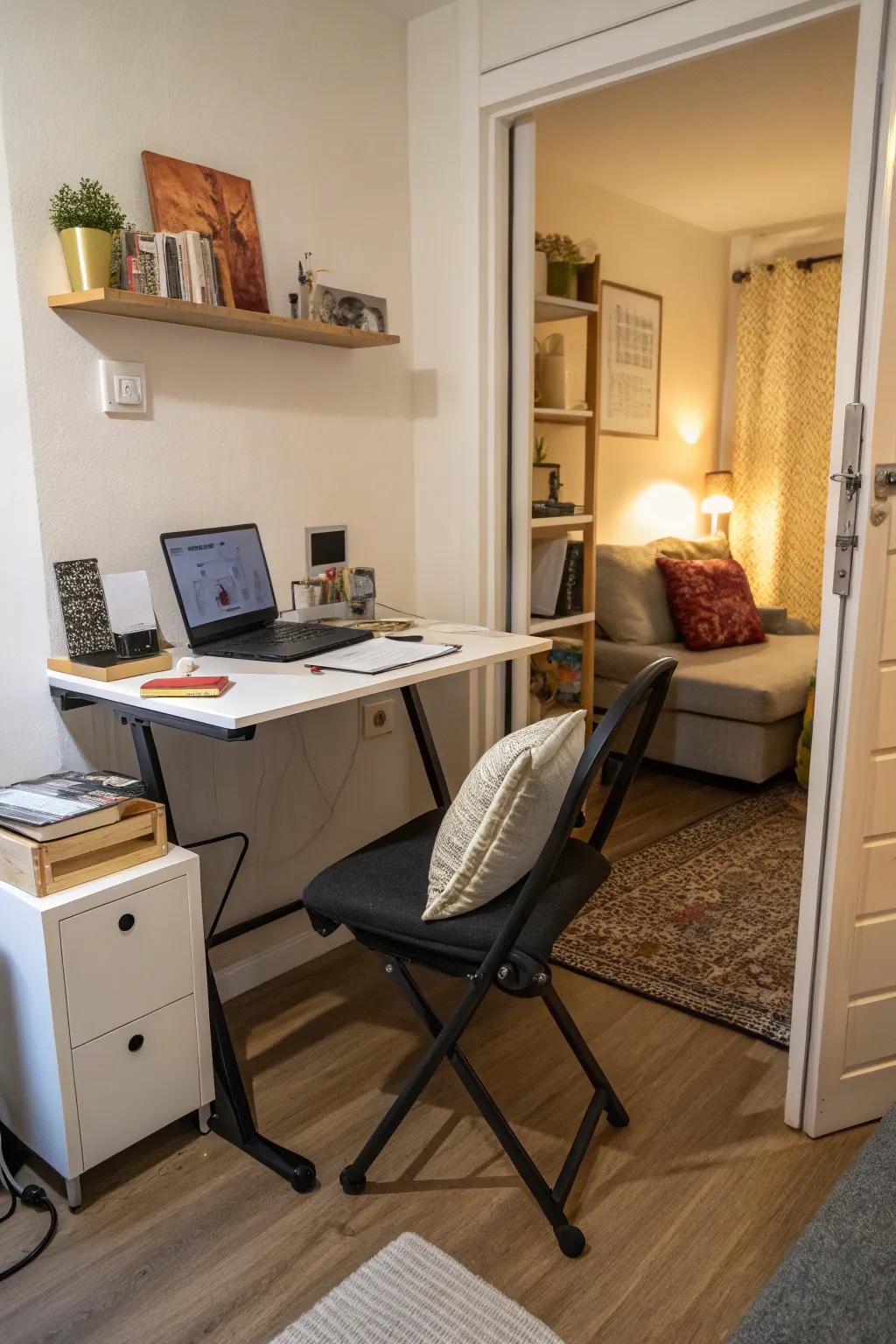 A compact work area can serve as a valuable inclusion for compact Airbnbs.