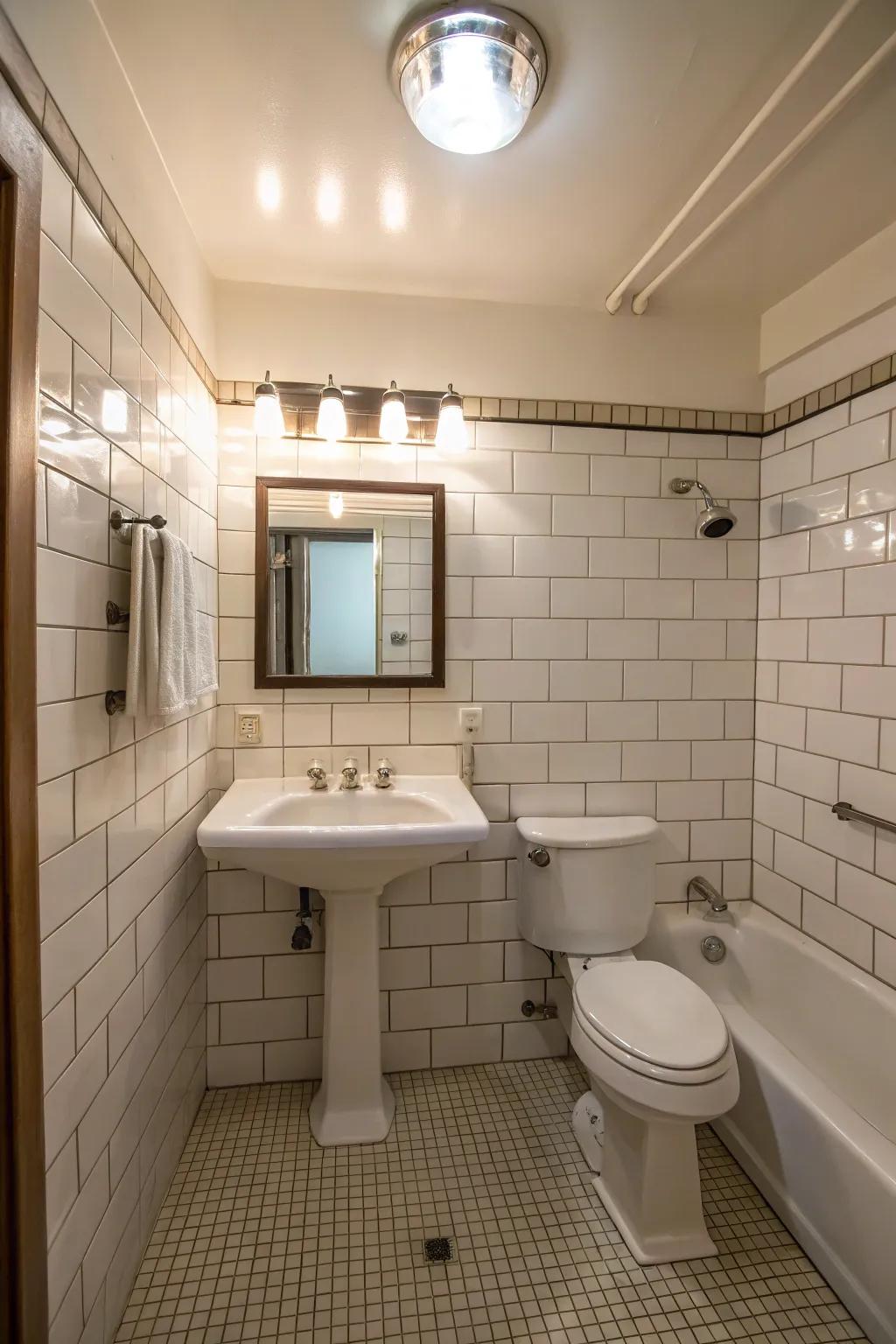 Flush mount lights ensuring a clean and bright look.