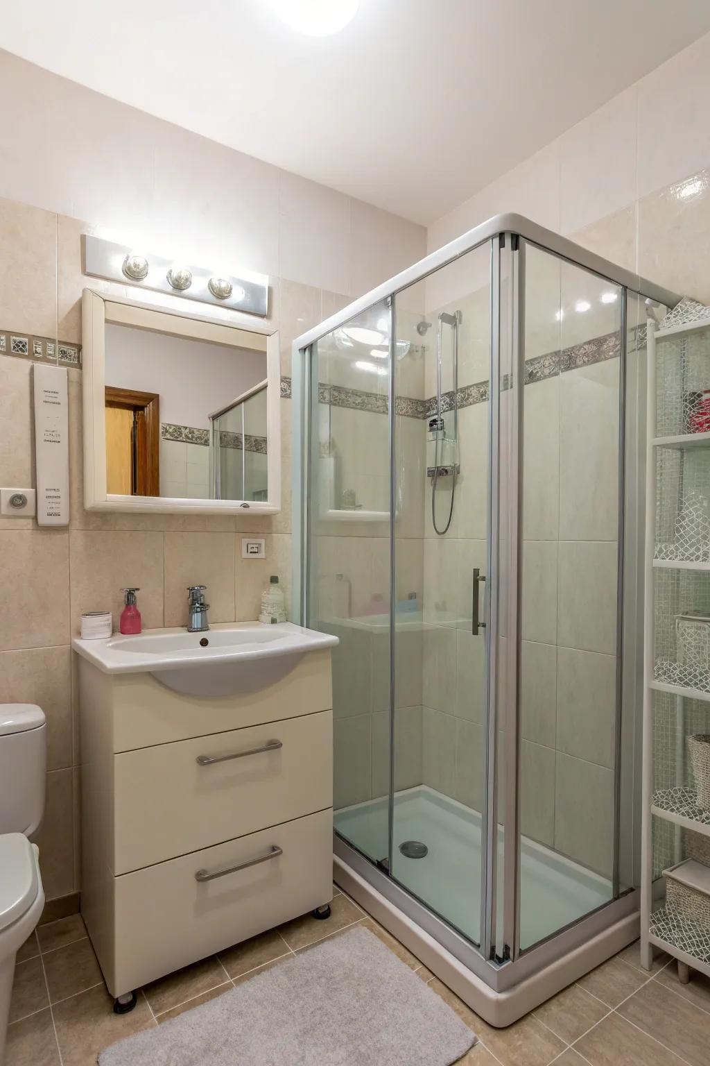 See-through materials make the space feel less cluttered and more open.