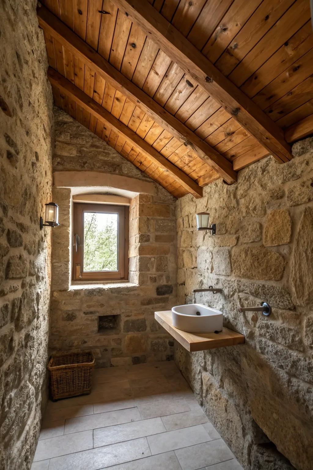 A retreat that's both country and luxurious, created with wood and stone.