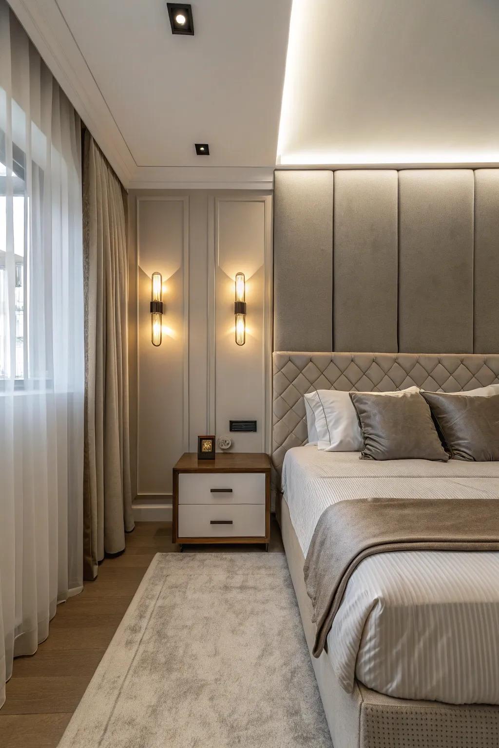 Wall-mounted lights clear up surface space.