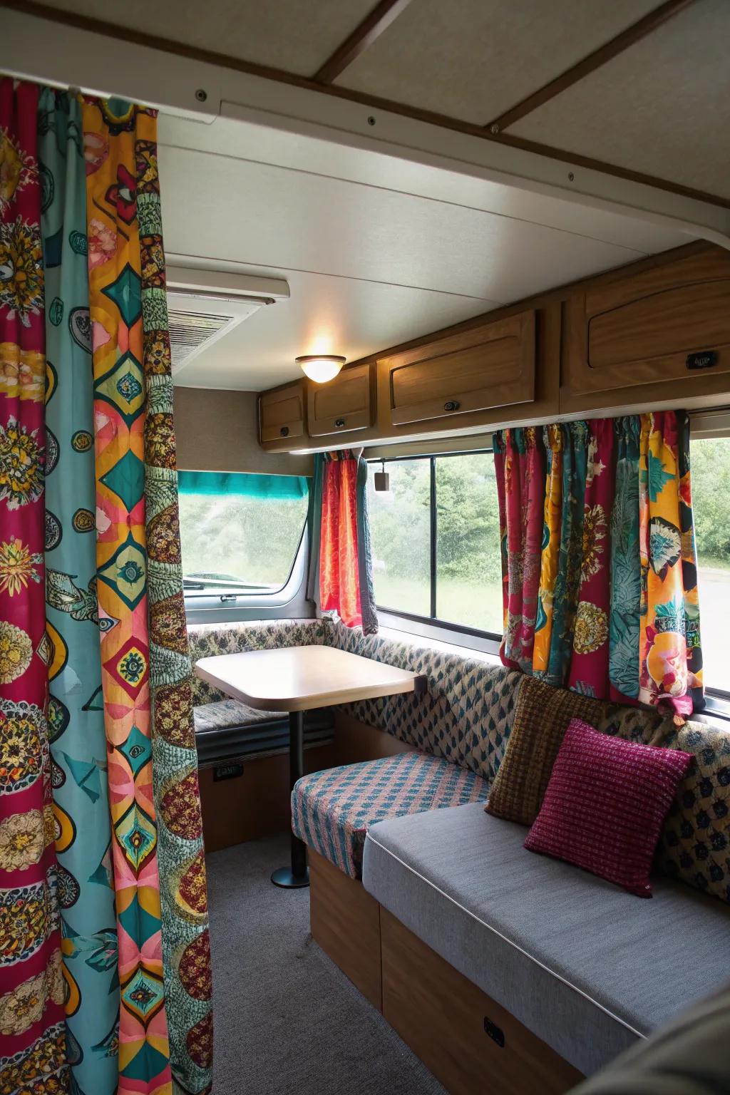 Curtains add privacy and style to your RV.