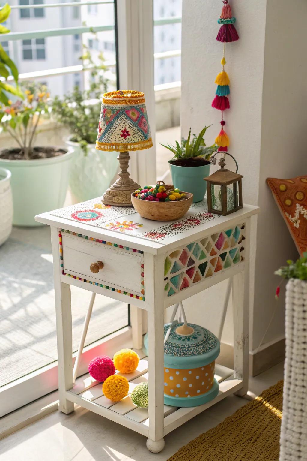 A burst of color enlivens the accent table setting.