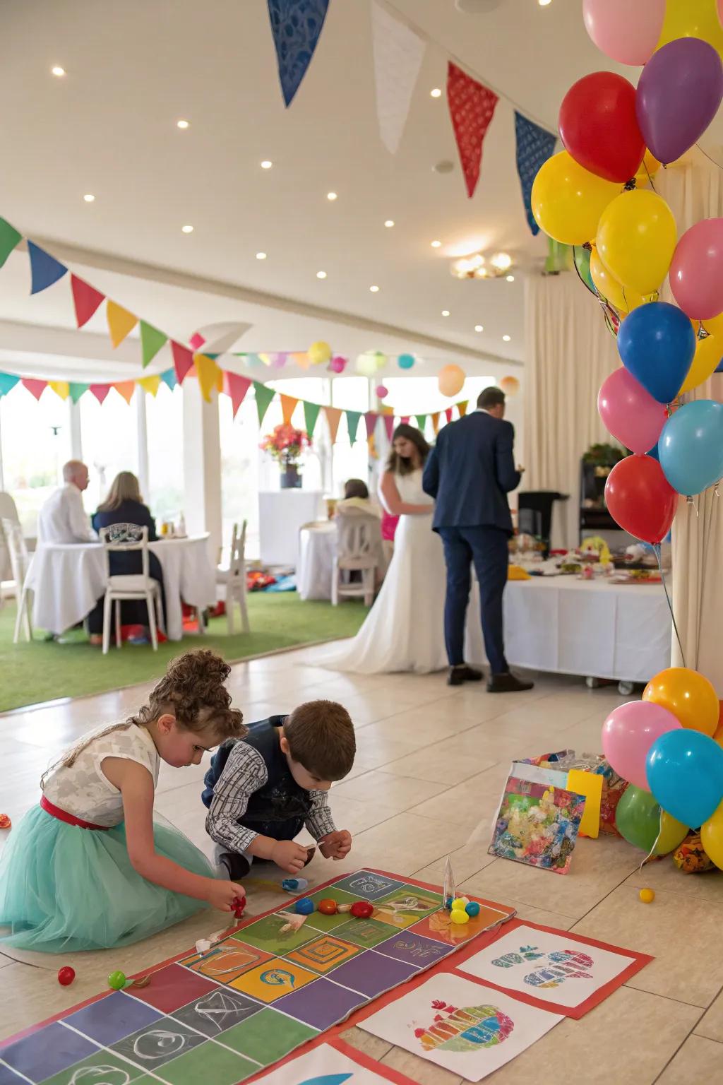 A distinctive children's domain assuring universal delight at the wedding.