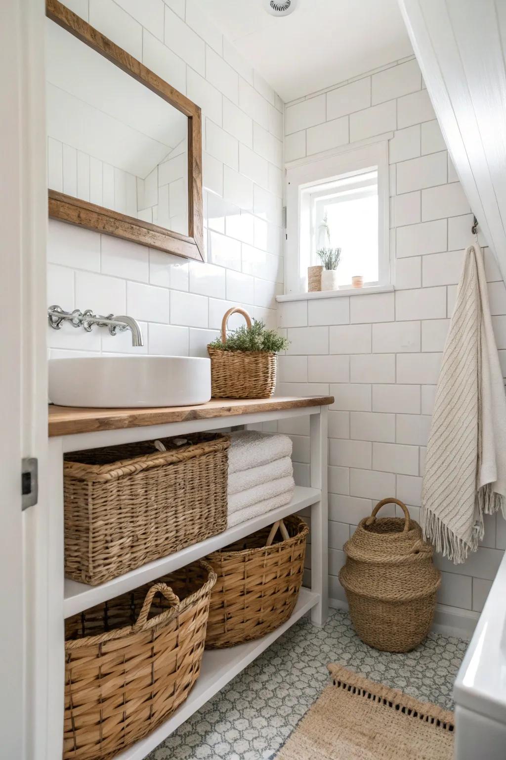 Textured elements add warmth and prevent sterility.