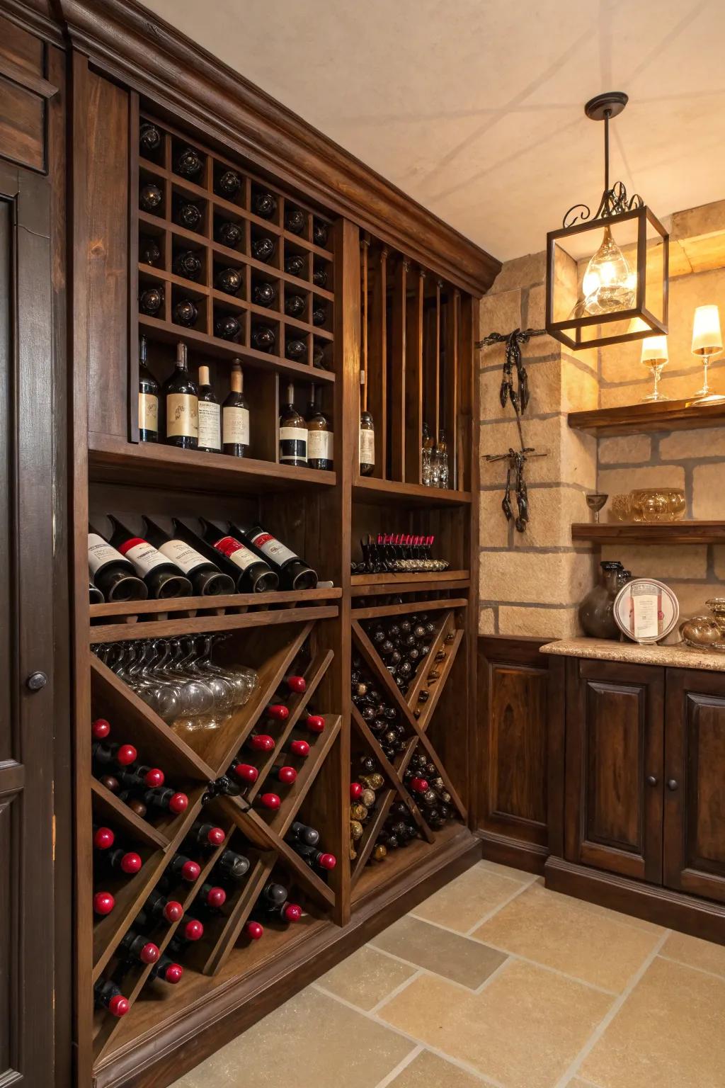 Angled stands increase storing in limited spaces.