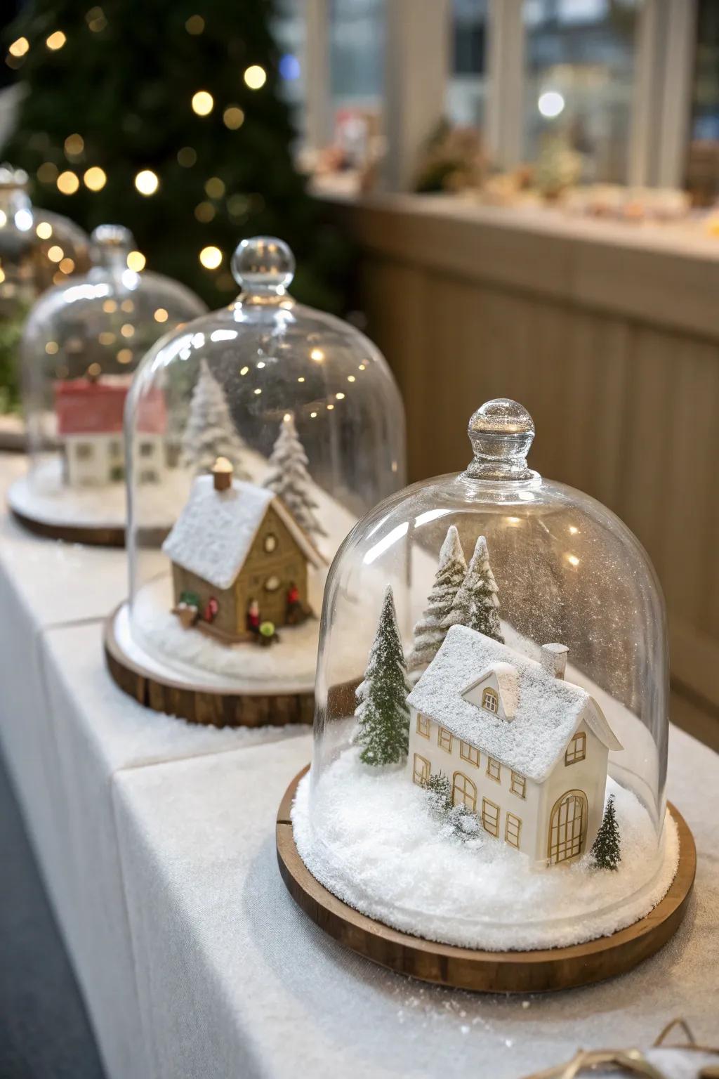 Glass domes contribute sophistication to your village display.