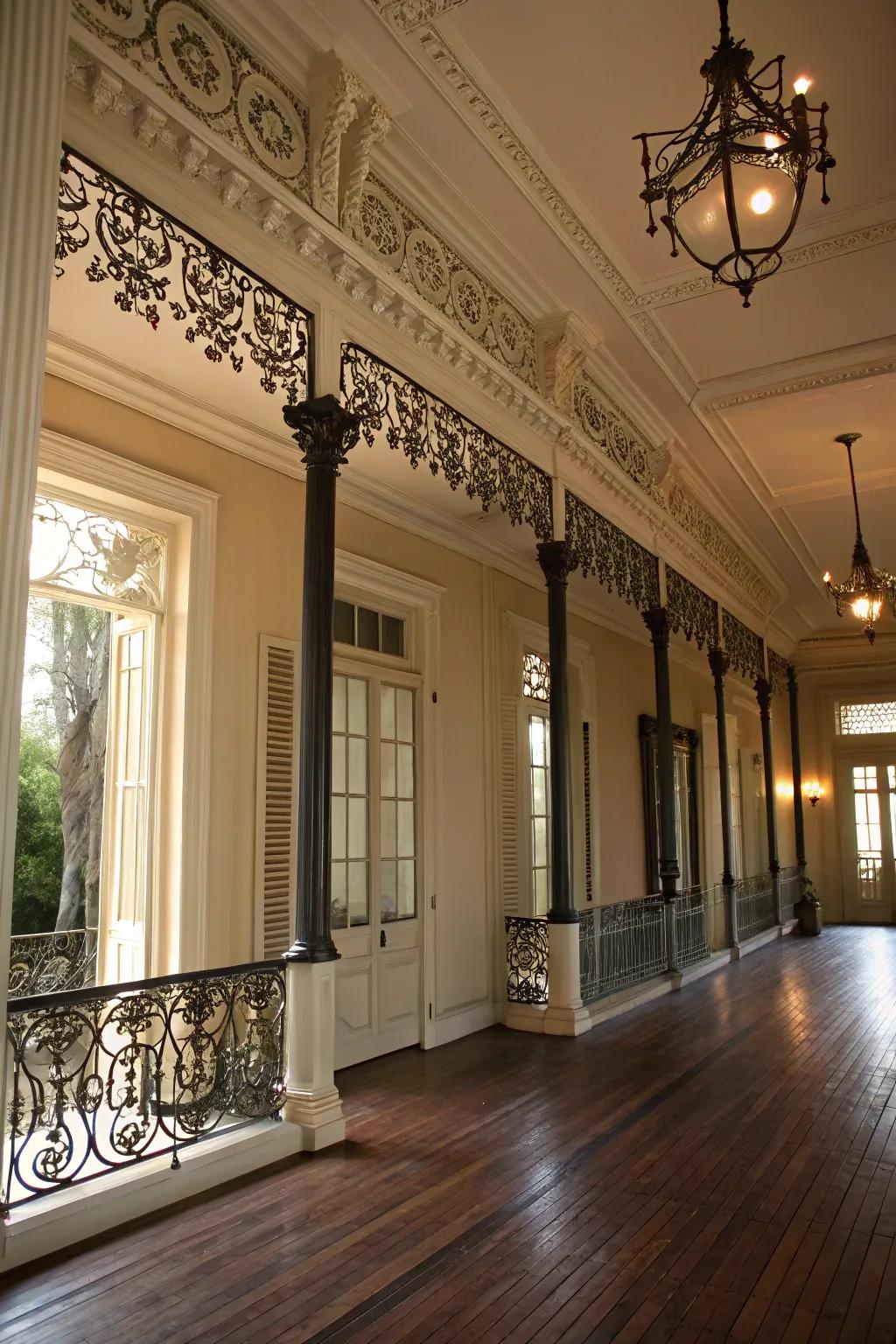 Metalwork details that bring sophistication to a Southern interior.