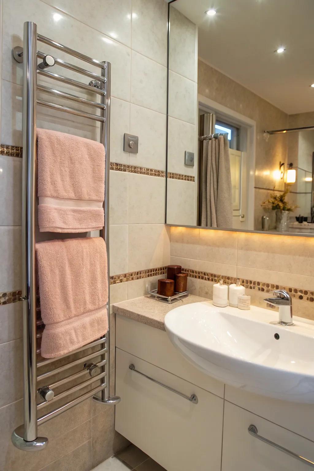 Savor the luxury of warm towels with a heated rack.