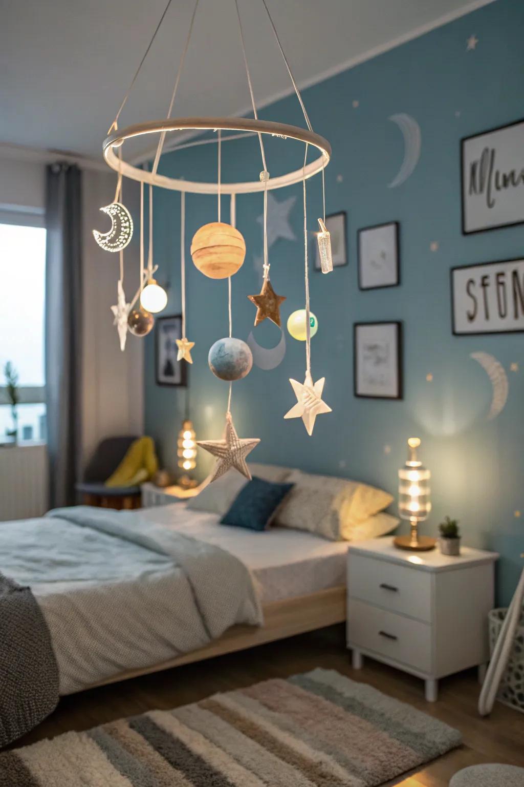 A celestial sculpture adds movement and wonder to your room.