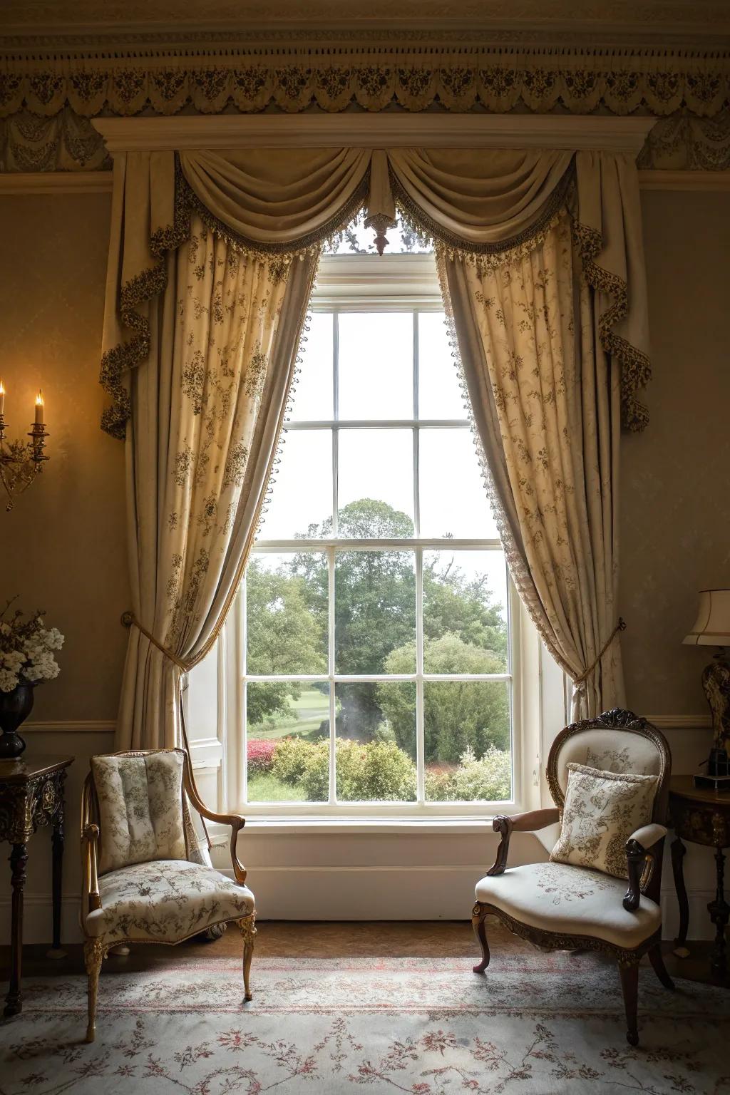 Victorian-inspired trim adds timeless beauty and intricate details.