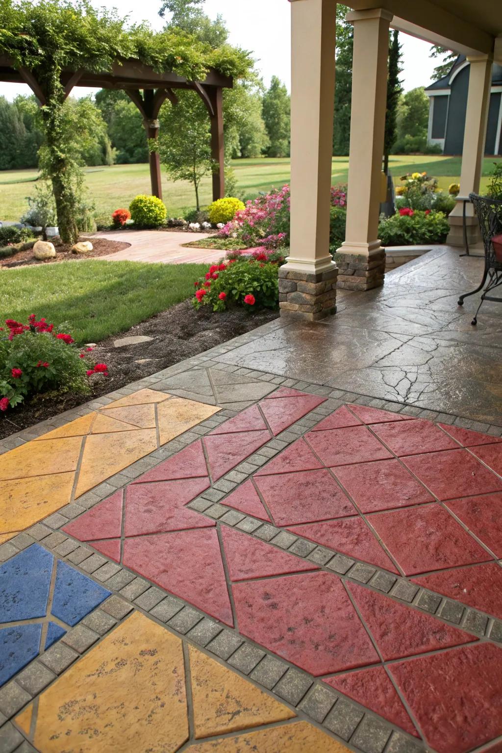 Vivid colors inject energy and focus into the patio design.