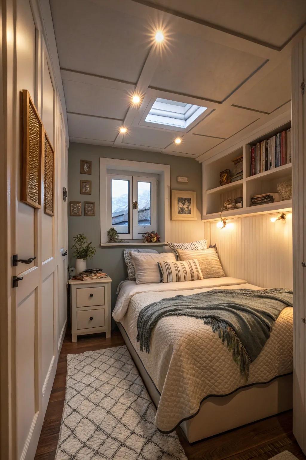 Integrated lighting maintains clear and cozy surfaces.