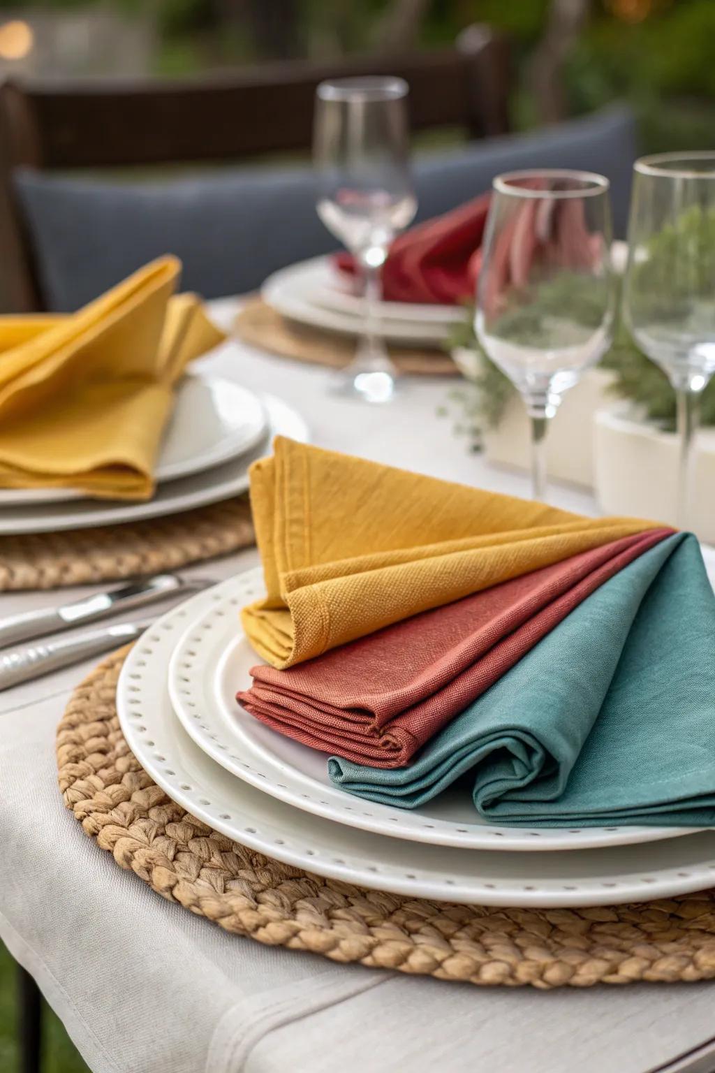 Layered napkins for added depth and elegance.