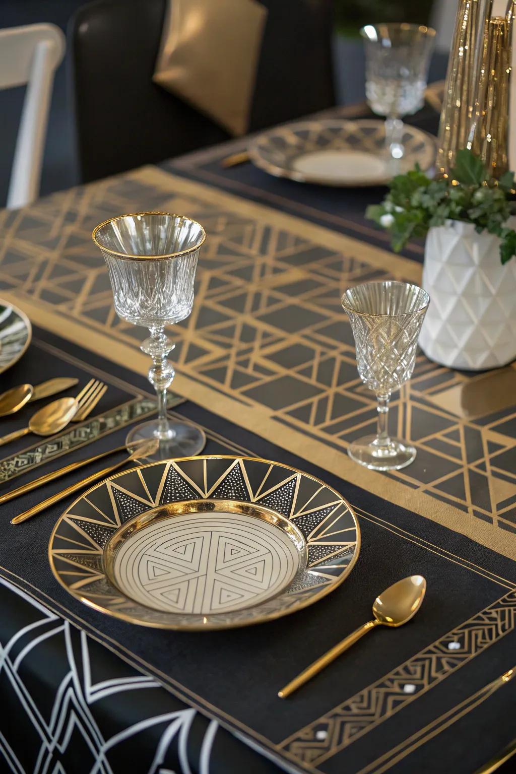 Art Deco elements add glam and sophistication.