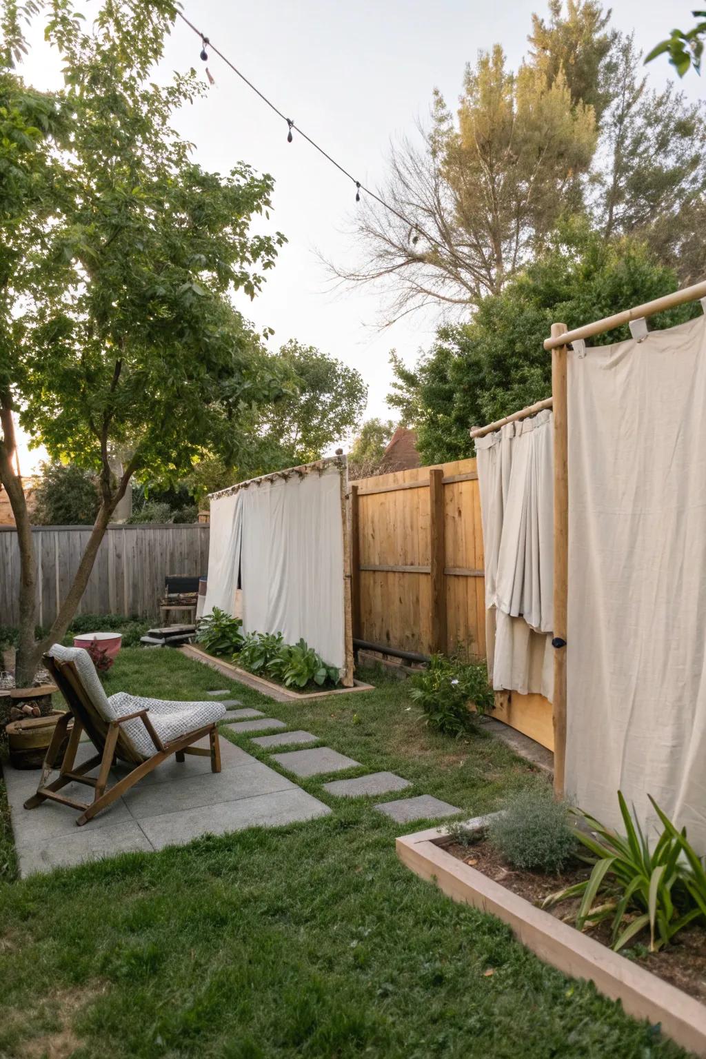 Canvas walls providing a flexible and stylish privacy solution.