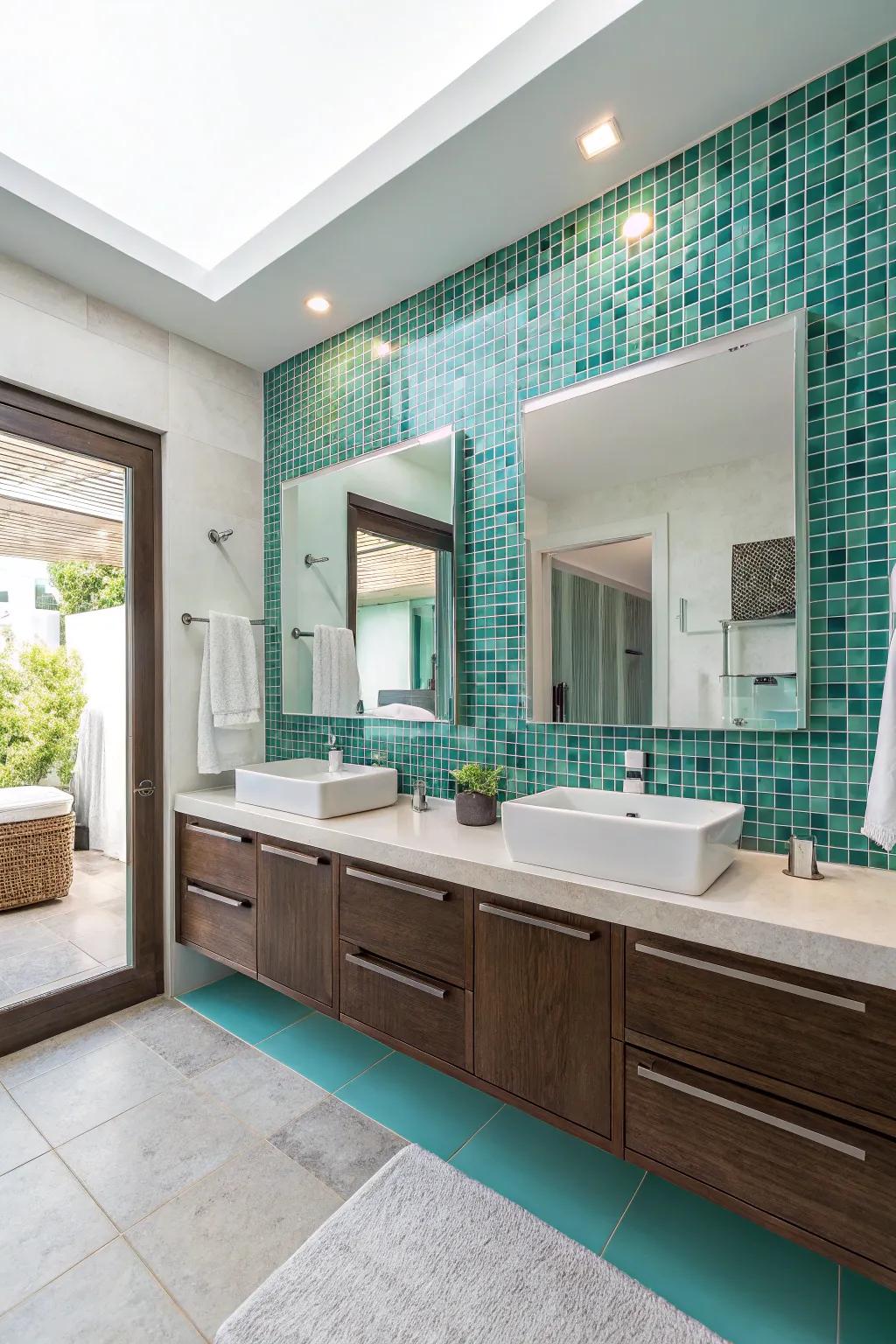 Present artistry by using seafoam mosaic touches.