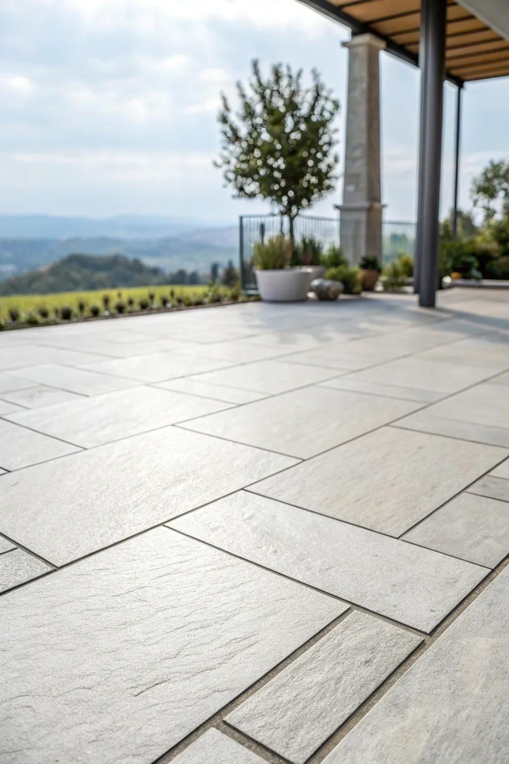 Porcelain stoneware offers beauty for terrace floors.