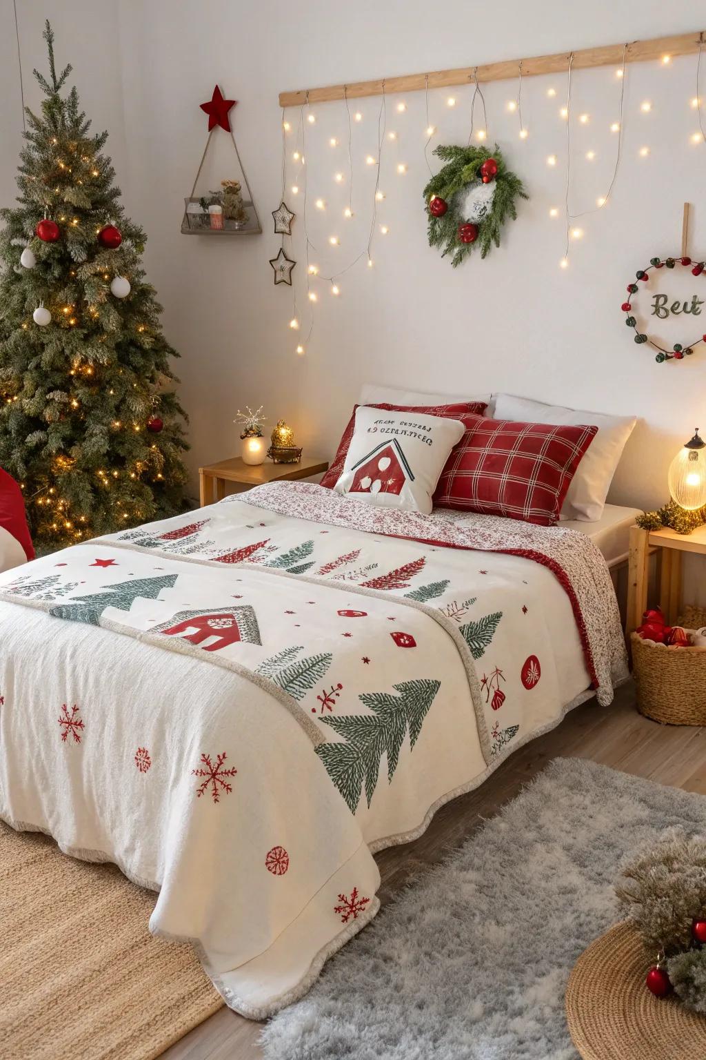 A themed throw adds a touch of celebration and personality.