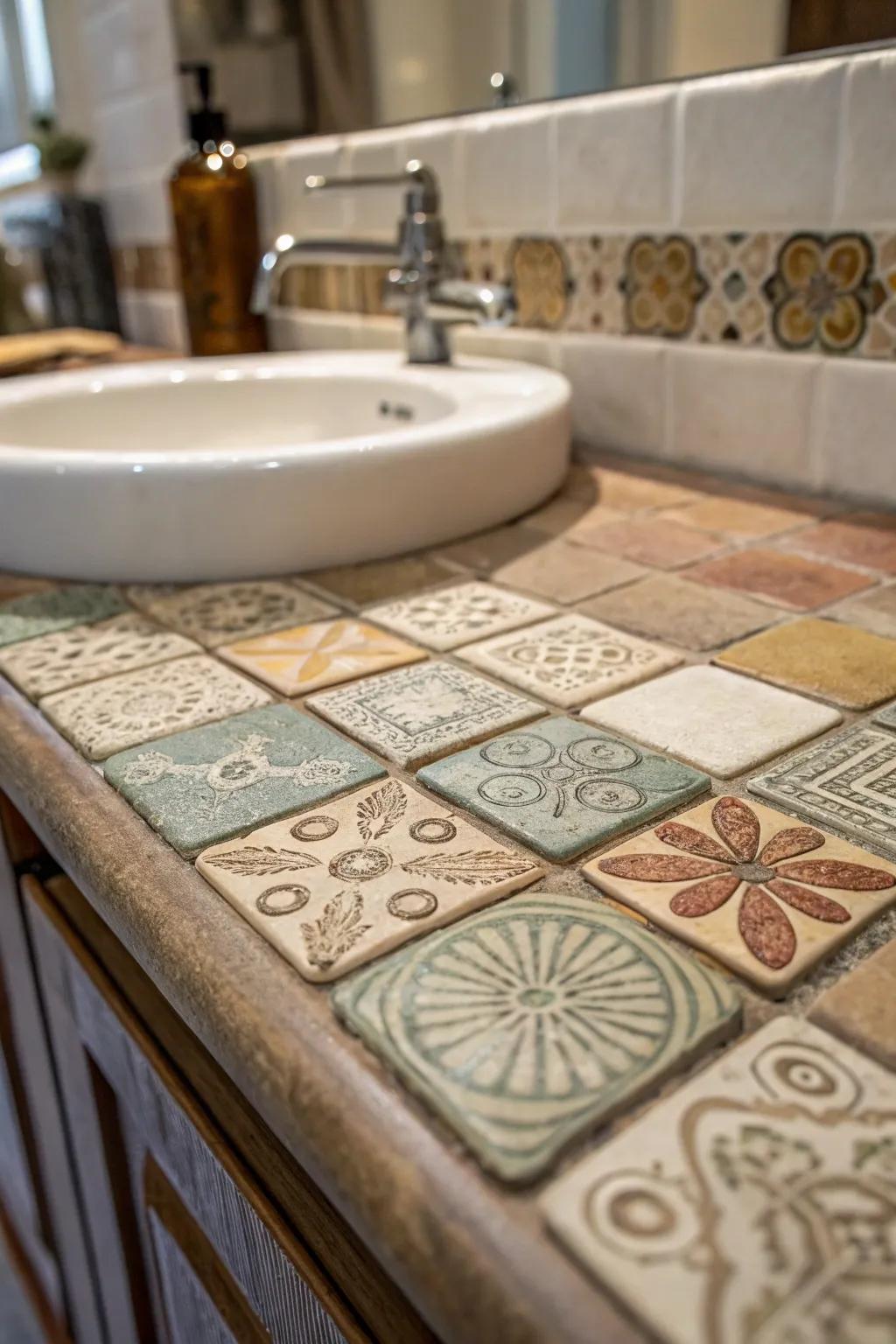 Handmade tiles add distinctive artistry and dimension.