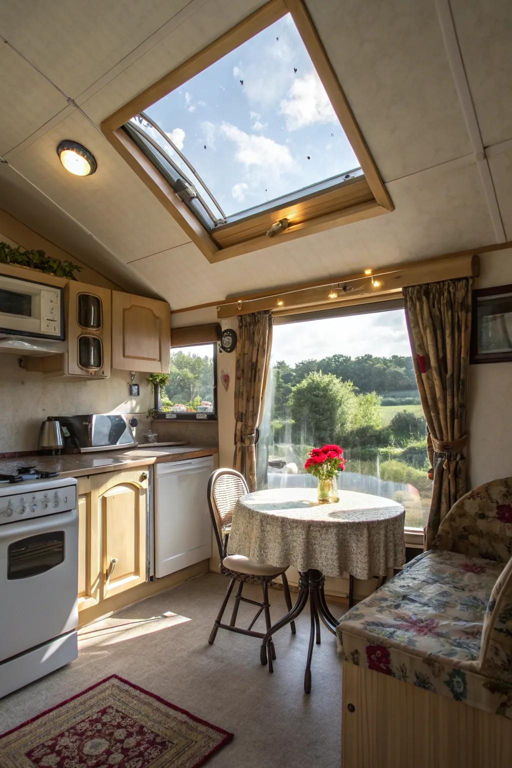 A skylight brightens your kitchen with natural light.