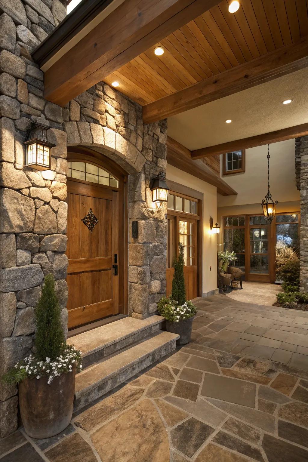 Natural elements establish an organic and down-to-earth ambiance in your entryway.