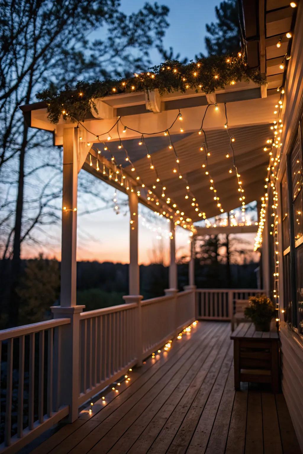 Transform evenings with a string light canopy.
