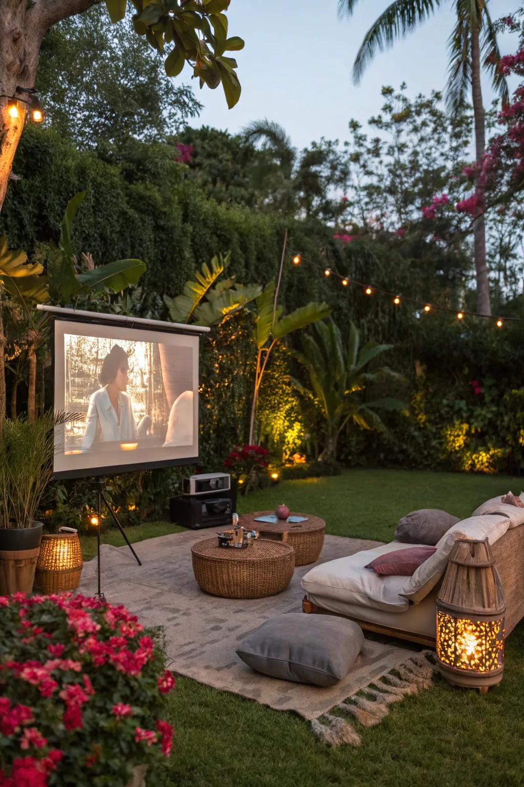 An outdoor movie night introduces a relaxing aspect.