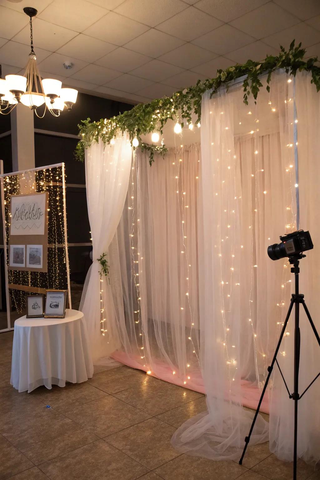 Capture memories with a netting photo booth backdrop.