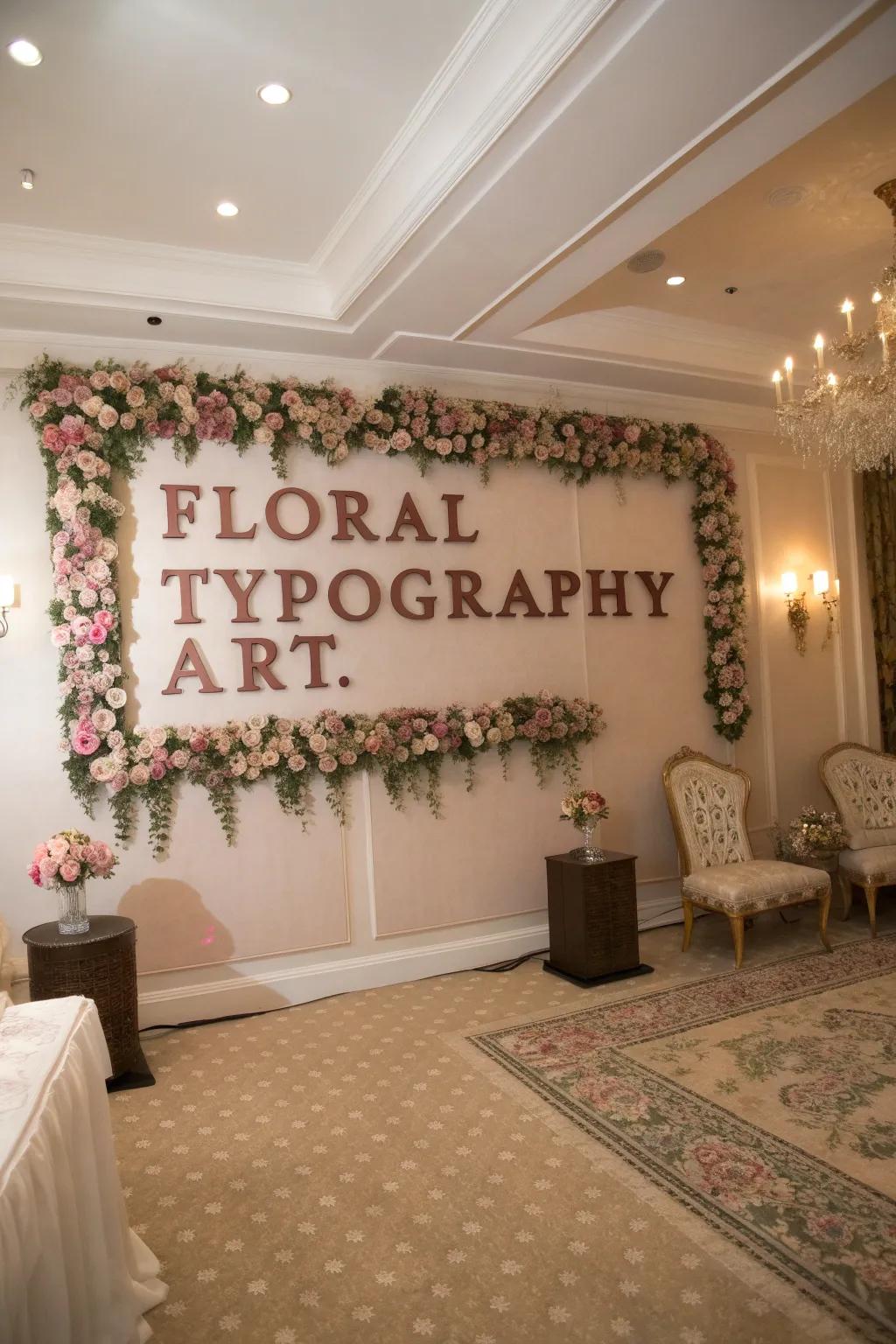 Botanical lettering adds elegance and nature's beauty.