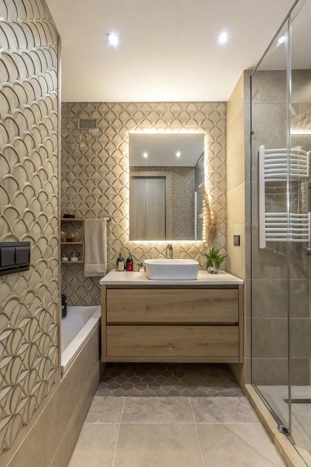 Shaped walls make a space tactile and visually interesting.