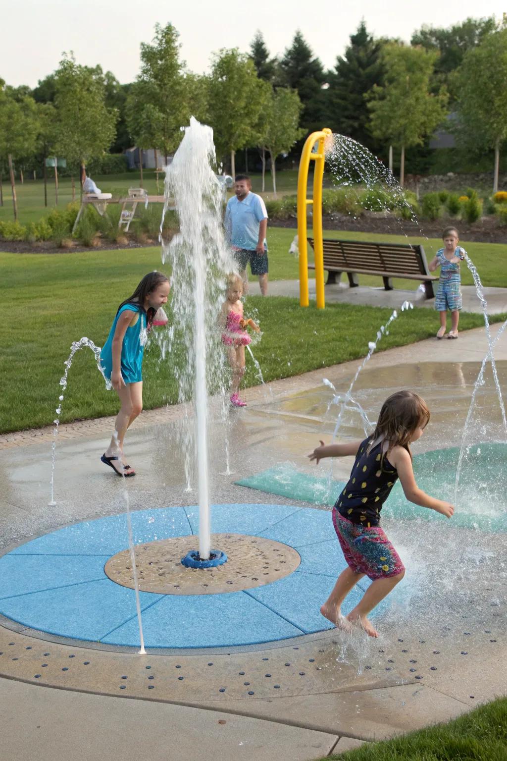 Interactive splash pads bring fun and refreshment.